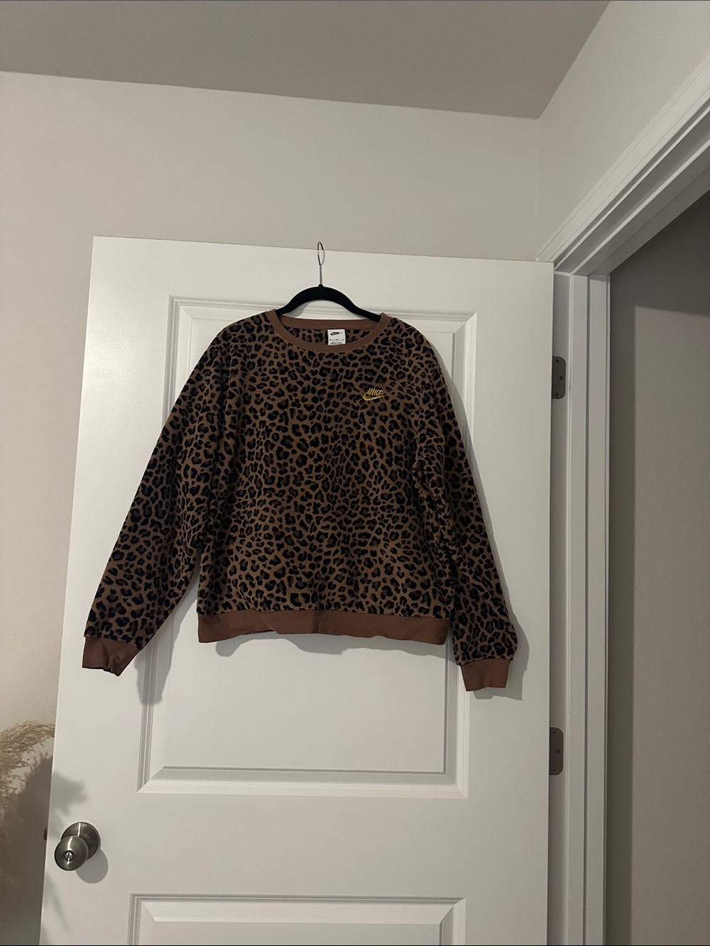 Nike Leopard Crewneck Sweater in Brown and Black